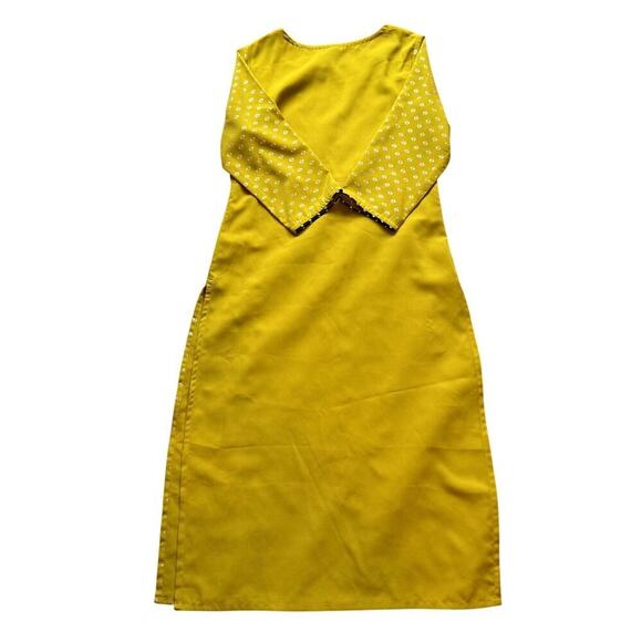 Janasya Indian Women's Mustard Foil Print Jurta Kurti Tunic Dress Small - Picture 4 of 5